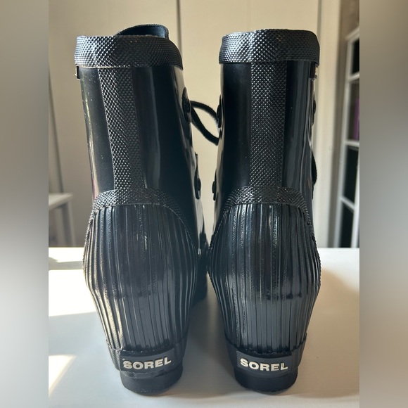 RARE Sorel Joan of Arctic Wedge Black Rainboot 9.5 - Picture 5 of 10